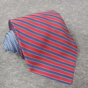 Tommy Hilfiger Men's‎ 2 Tone Red Blue Stripe/Geometric Repp 100% Silk Tie
